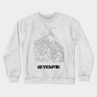 Retro Map of Reykjavík, Iceland Minimalist Line Drawing Crewneck Sweatshirt